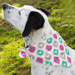 Colorful Hearts Pattern for Pets Bandana<br><div class="desc">A colorful hearts pattern in shades of pink,  teal and gray makes a cute accessory for your dog. The size of this bandana is 18x18-inches square. It works best for a larger dog breed.</div>