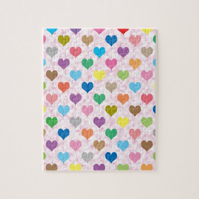 Colorful hearts pattern jigsaw puzzle (Vertical)