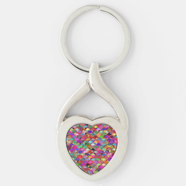 Colorful Hearts Pattern Keychain (Front)
