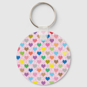 Colorful hearts pattern keychain