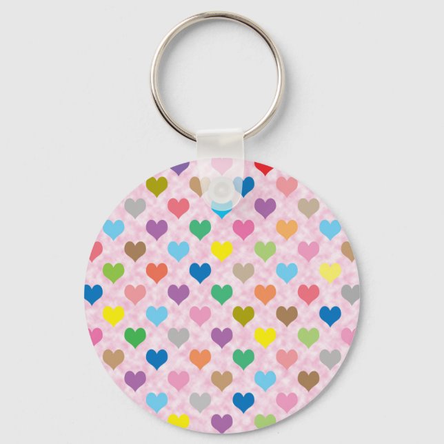 Colorful hearts pattern keychain (Front)