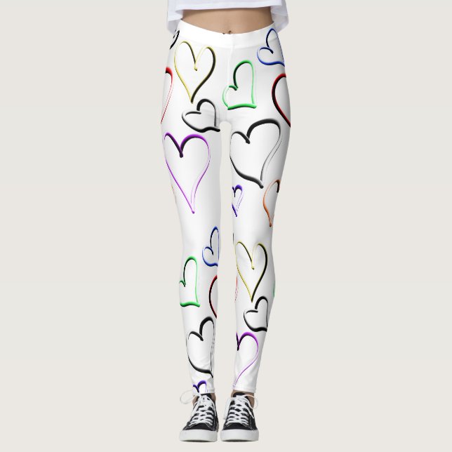 Colorful Hearts Pattern Leggings (Front)