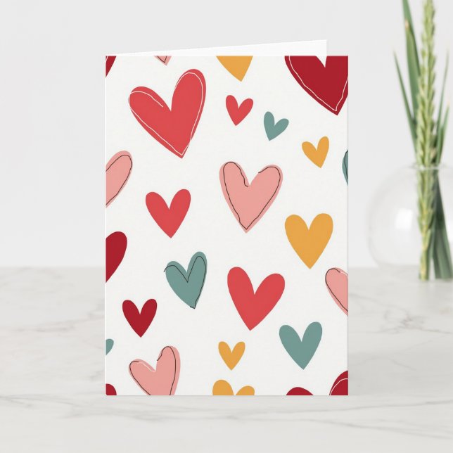 Colorful Hearts Pattern Love Card (Front)