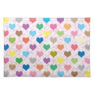 Colorful hearts pattern placemat