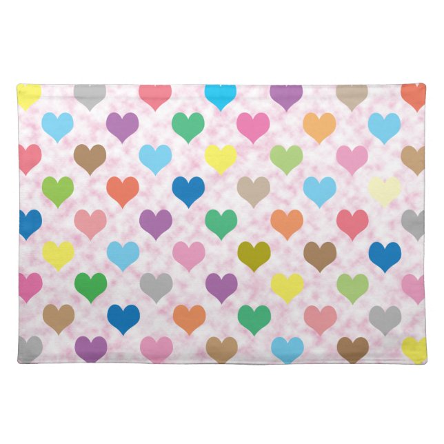 Colorful hearts pattern placemat (Front)