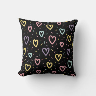 Colorful Hearts Pattern Throw Pillow