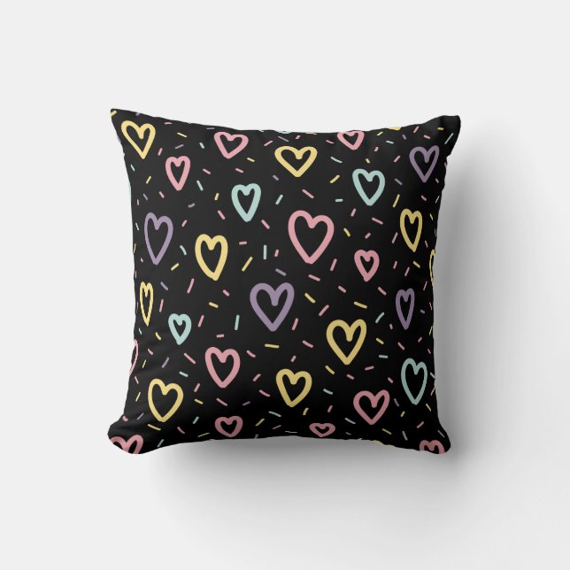 Colorful Hearts Pattern Throw Pillow (Front)