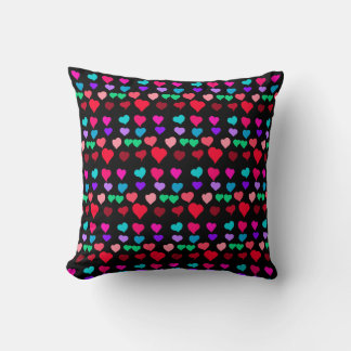 Colorful Hearts Pattern Throw Pillow