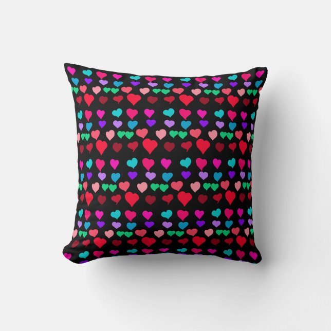 Colorful Hearts Pattern Throw Pillow (Front)