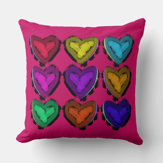 Colorful Hearts Pillow | You Customize (Front)