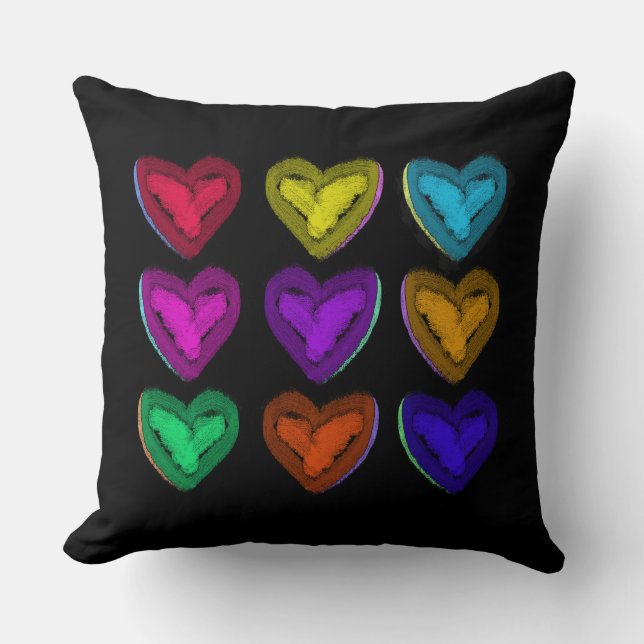 Colorful Hearts Pillow | You Customize (Front)