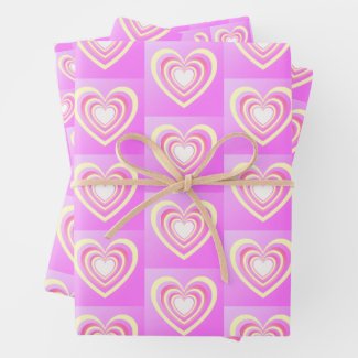 Colorful Hearts Pink Yellow Elegant Art