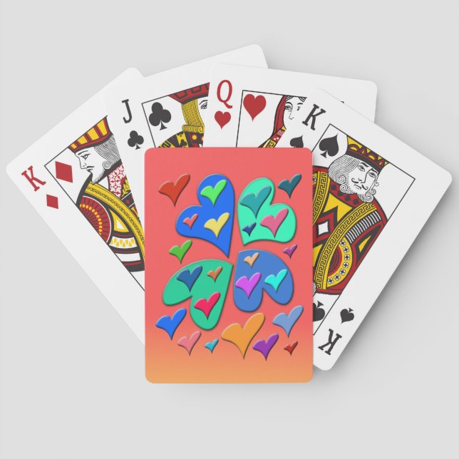 Colorful Hearts Poker Cards (Back)