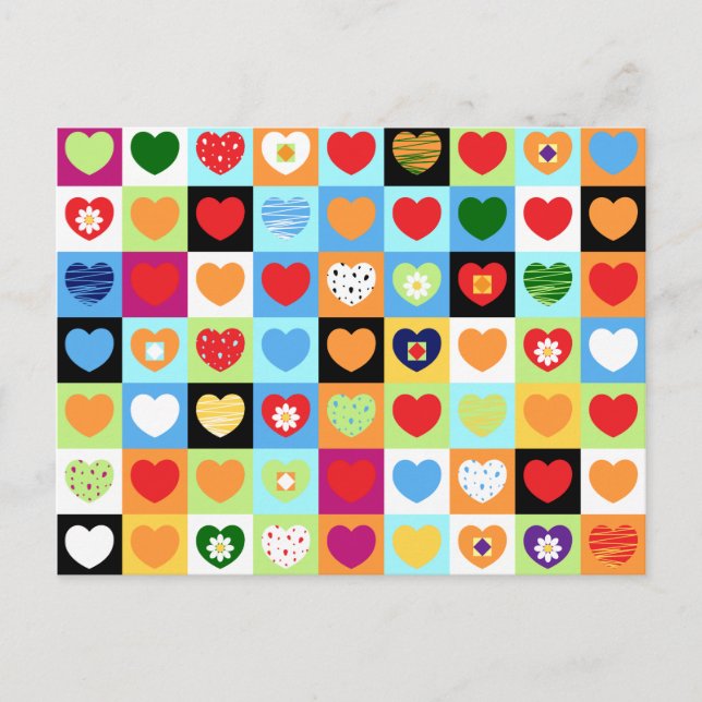 Colorful hearts, postcard (Front)