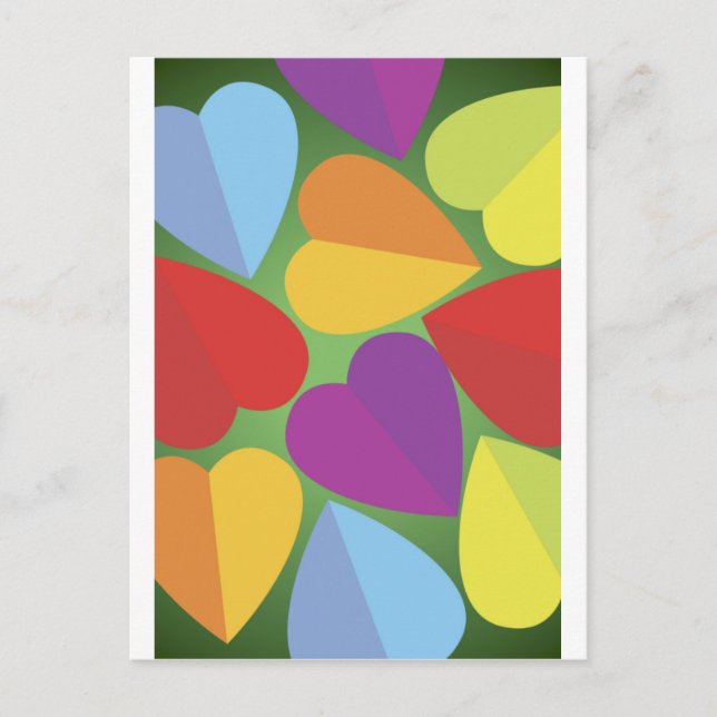 Colorful Hearts Postcard (Front)
