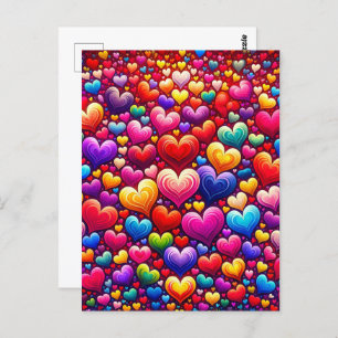 Colorful hearts, Postcrossing Postcard