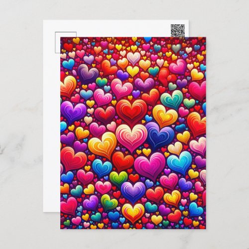 Colorful hearts Postcrossing Postcard