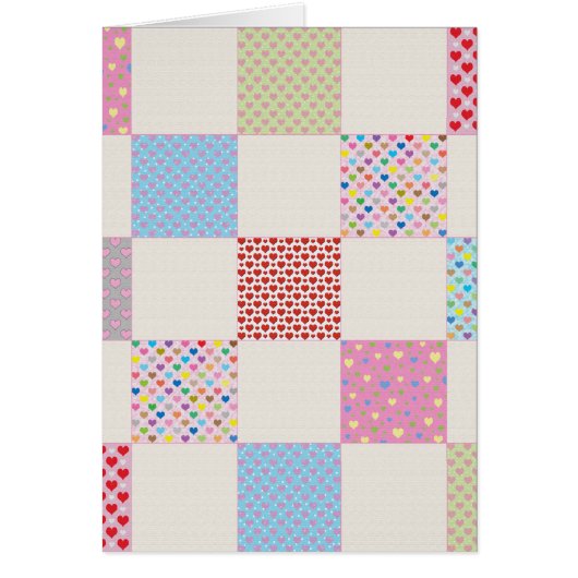 Colorful hearts quilt pattern cards (Front)