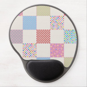 Colorful hearts quilt pattern gel mouse pad