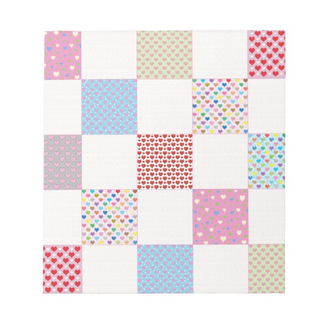 Colorful hearts quilt pattern notepad (Front)
