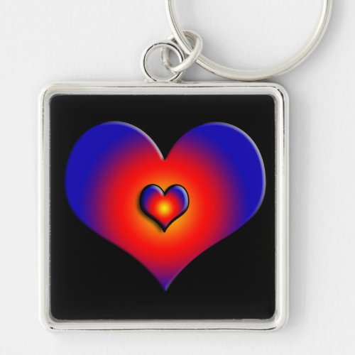 COLORFUL HEARTS red blue black Keychain