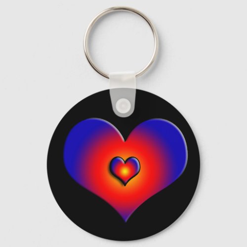 COLORFUL HEARTS red blue black Keychain