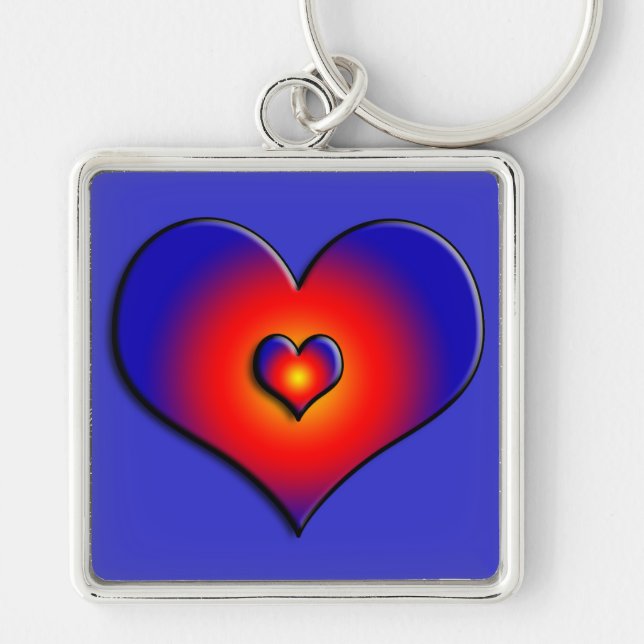 COLORFUL HEARTS, red blue Keychain (Front)