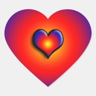 COLORFUL HEARTS, red blue orange Heart Sticker