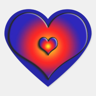 COLORFUL HEARTS, red blue orange Heart Sticker