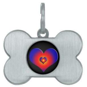 COLORFUL HEARTS, red blue orange Pet Tag