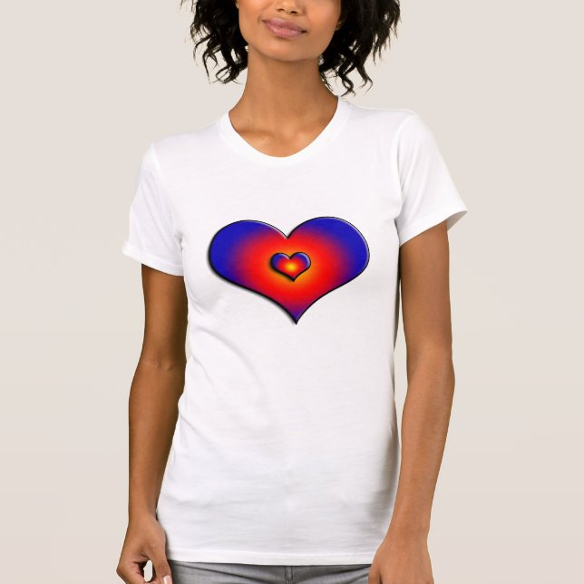 COLORFUL HEARTS, red blue T-Shirt (Front)