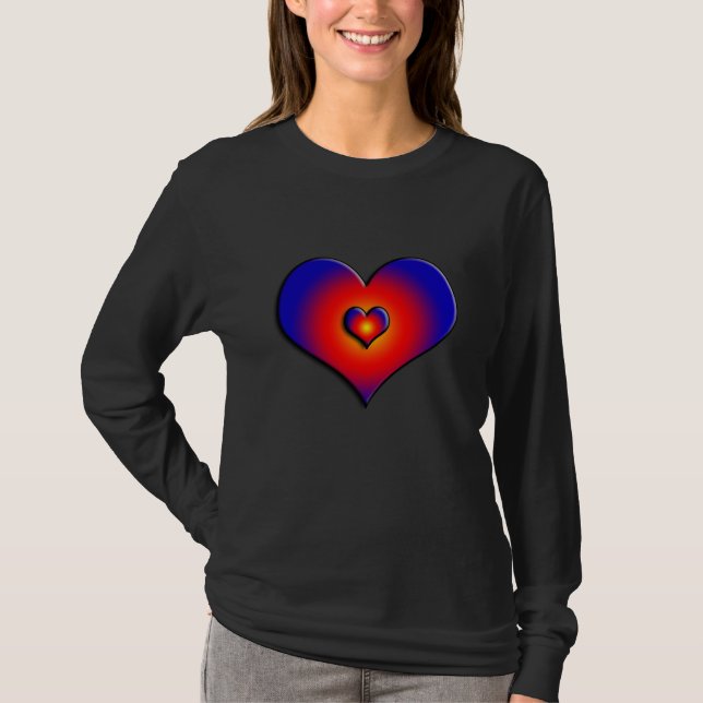 COLORFUL HEARTS, red blue T-Shirt (Front)