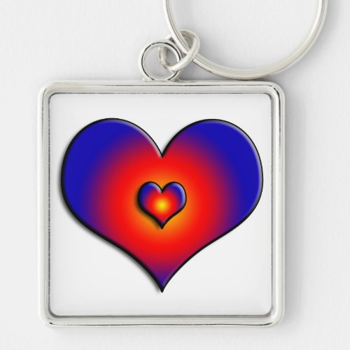COLORFUL HEARTS red blue white Keychain