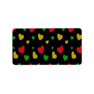 Colorful Hearts Red Green Yellow Valentines Day Label