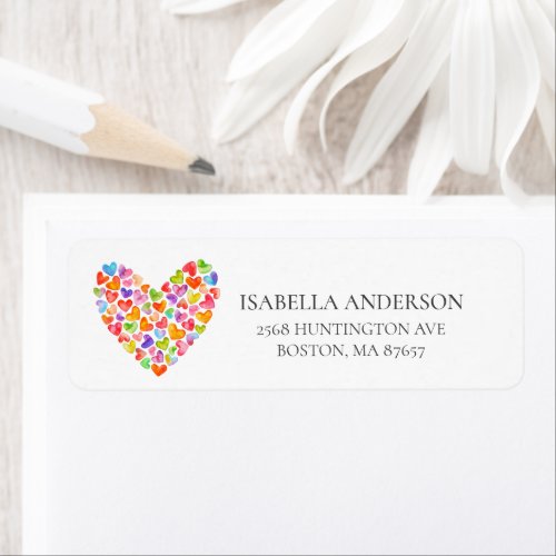 Colorful Hearts Return Address Label