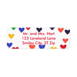 Colorful Hearts Return Address Labels