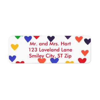 Colorful Hearts Return Address Labels