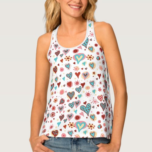 Colorful Hearts Seamless Pattern Tank Top