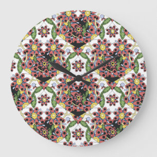 Colorful Hearts, Seamless Romantic Pattern. Large Clock