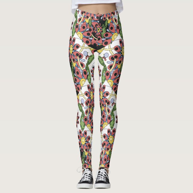 Colorful Hearts, Seamless Romantic Pattern. Leggings (Front)