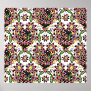 Colorful Hearts, Seamless Romantic Pattern. Poster