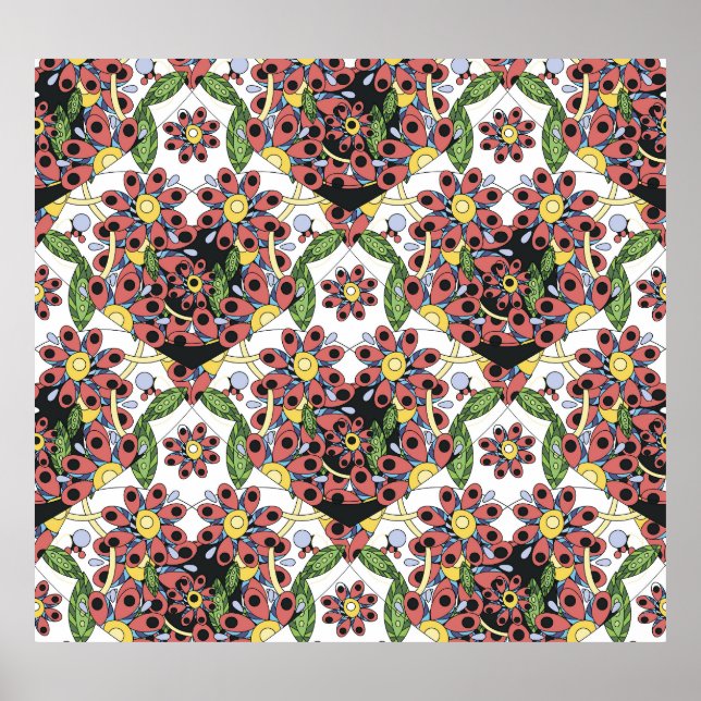 Colorful Hearts, Seamless Romantic Pattern. Poster (Front)