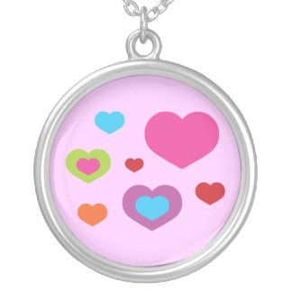 Colorful Hearts Silver Plated Necklace