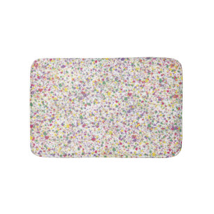 Colorful Hearts Splatter Paint, Abstract Bath Mat