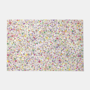 Colorful Hearts Splatter Paint, Abstract Doormat