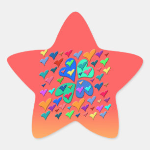 Colorful Hearts Star Sticker