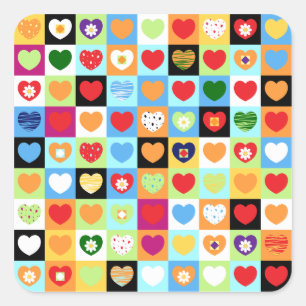 Colorful hearts, sticker