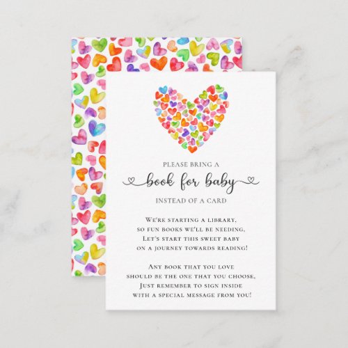Colorful Hearts Sweetheart Shower Book for Baby  Enclosure Card