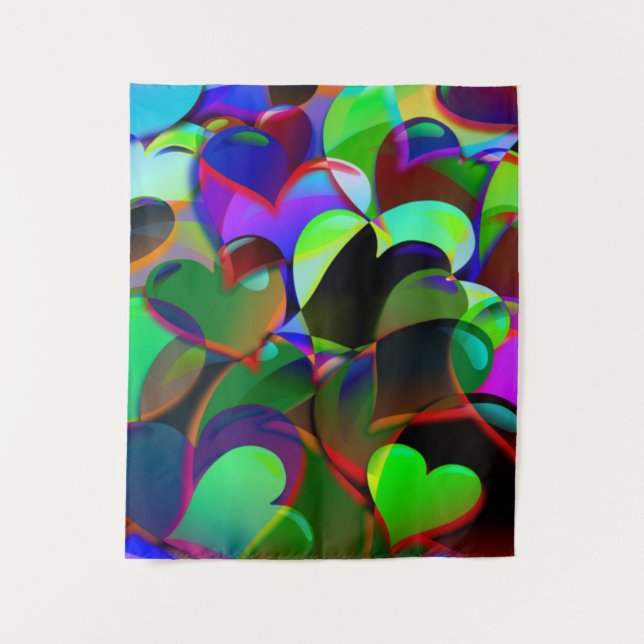 Colorful Hearts Tapestry (Front)