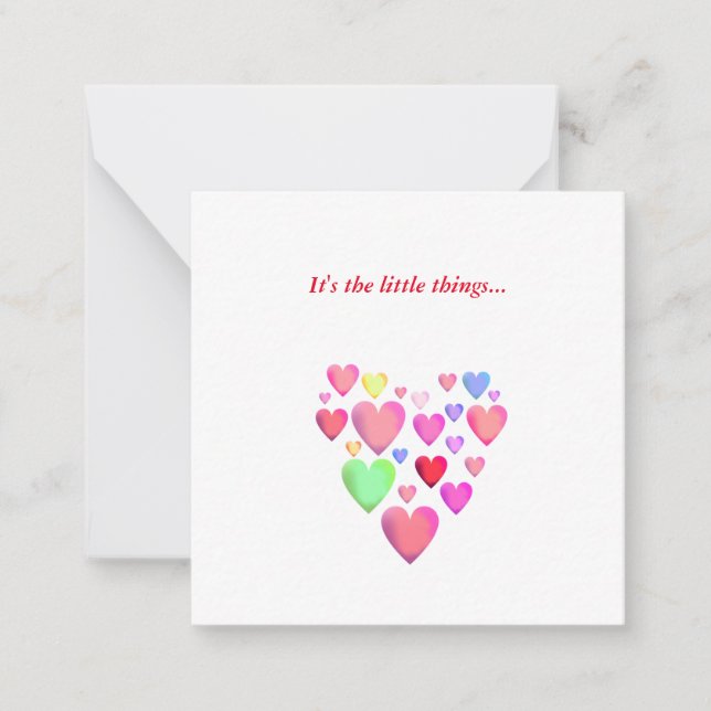 Colorful Hearts Thank You Note Card (Front)
